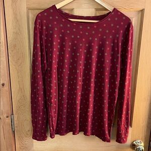 Gudrun Sjoden Burgundy Polka Dot Long Sleeve Top